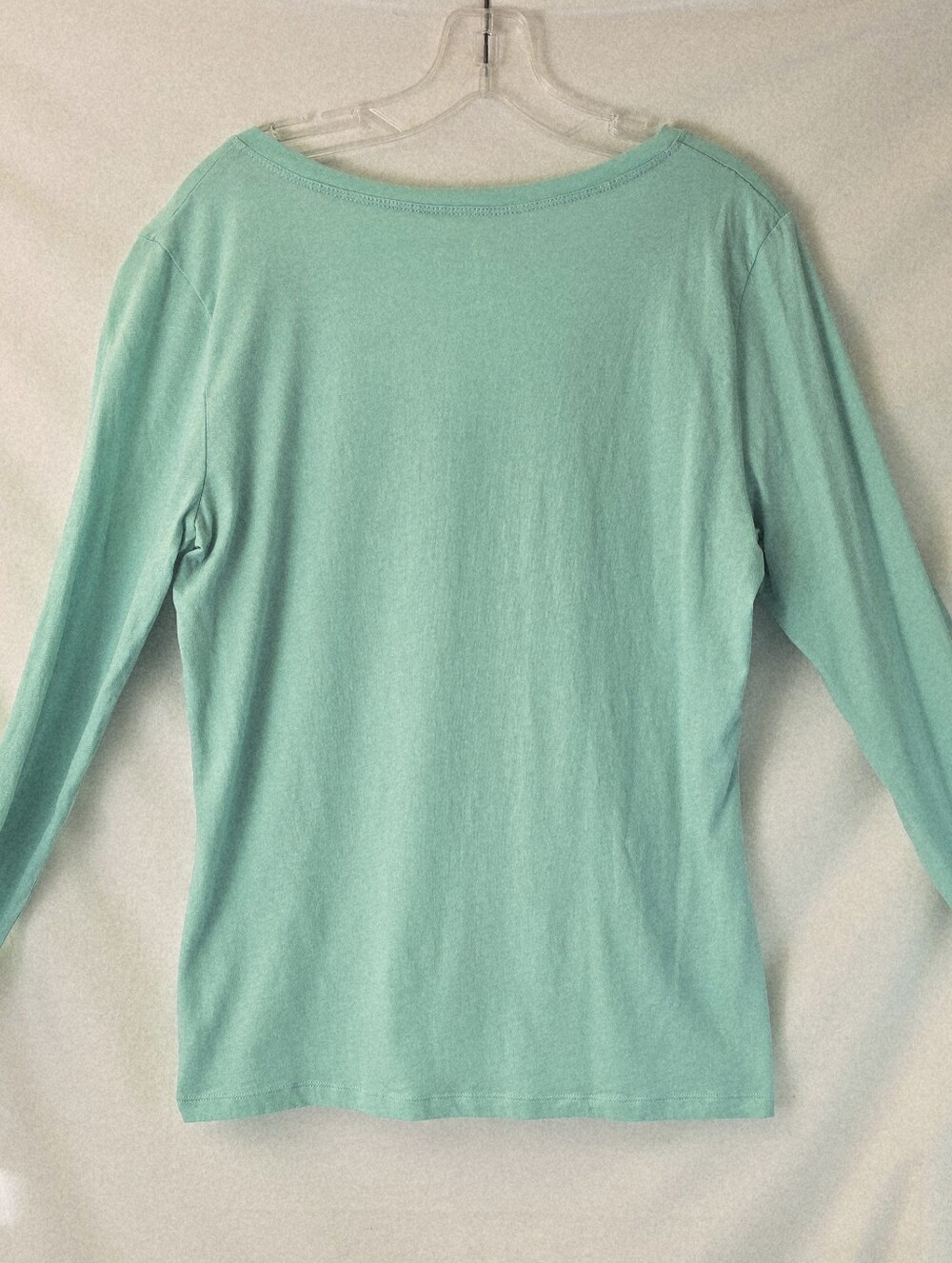 NY&C Mint Green V-Neck Long Sleeve Cotton Tee Shirt - Size XL - Picture 3 of 10